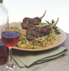 lamb chops with pesto fettuccine lamb chops with pesto fettuccine